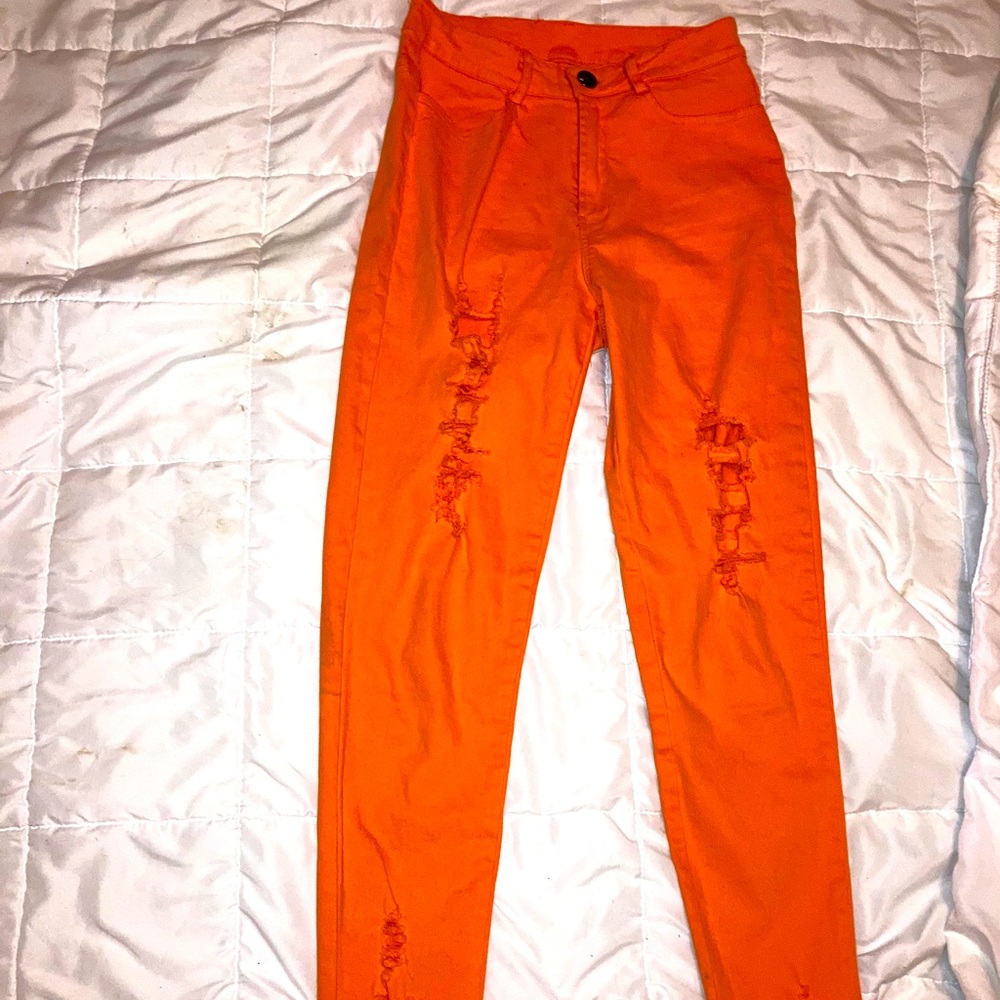 Fashion nova Neon orange jeans